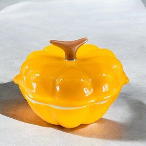 Technique Pumpkin Ceramic Small Casserole Dish Sugar Bowl Container W Lid